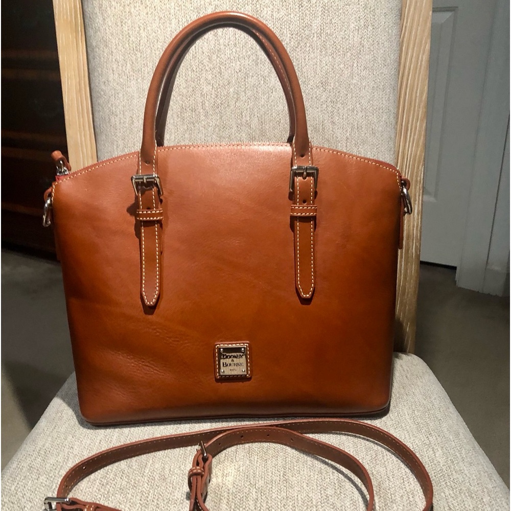 Dooney Leather Large Domed Satchel in Ginger